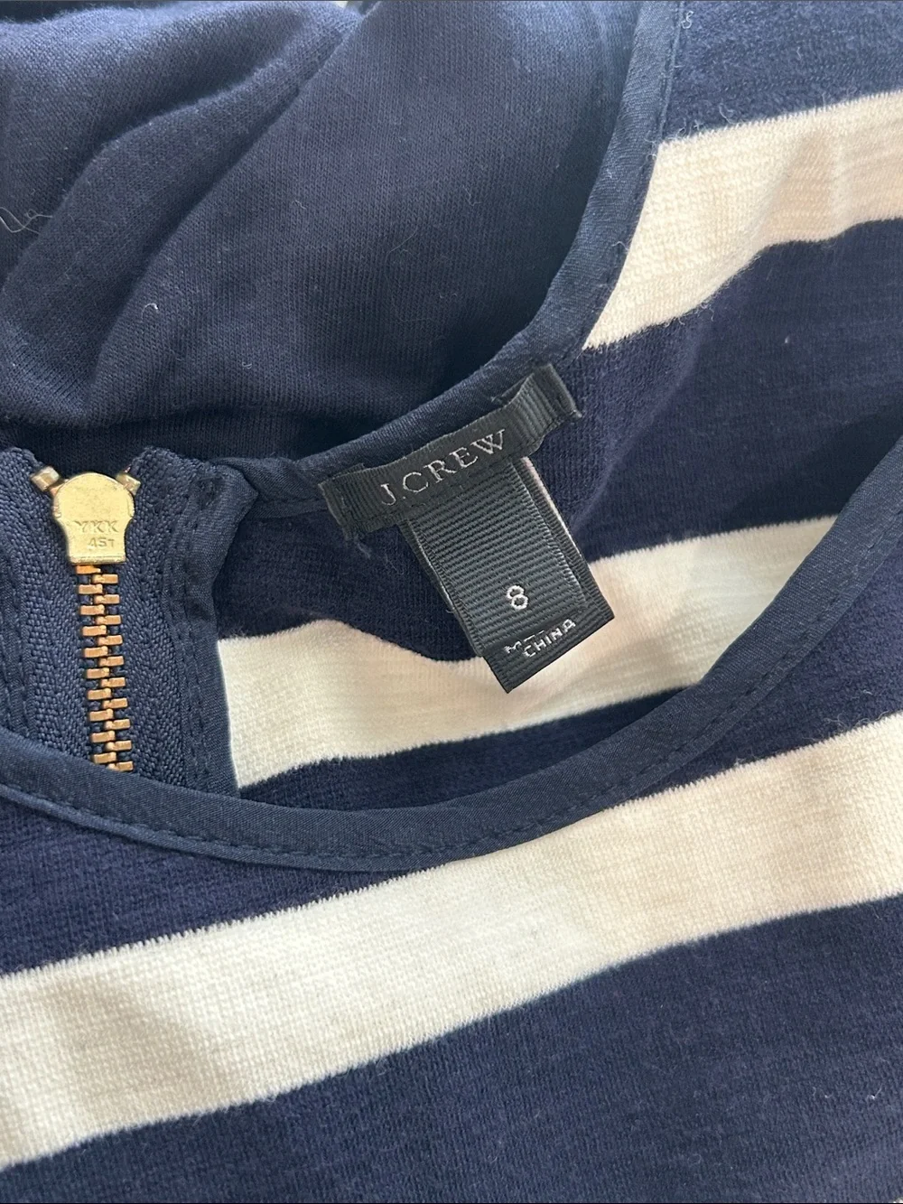 J. Crew Navy and White Striped Tank Midi Dress Size 8